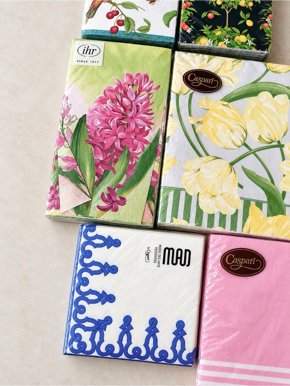 7-Pack Designer Paper Napkins Bundle Caspari Rifle Paper Co IHR NIP - Picture 2 of 4